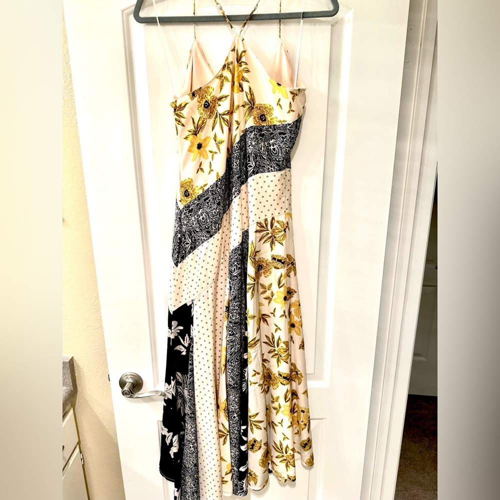 Banana Republic Strapless Floral Dress - Black, White, Yellow